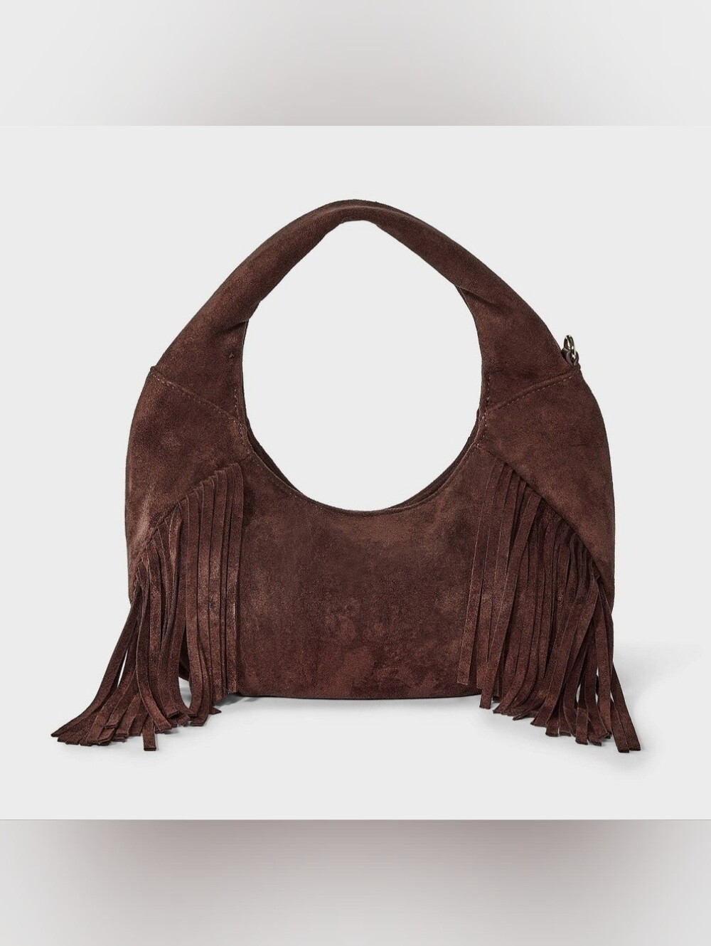 Soft Fringe Crescent Handbag - Universal Thread" Brown